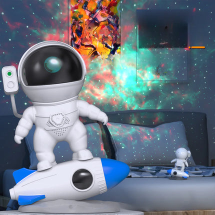Rocket Astronaut Star Projector Lamp with Bluetooth Speaker – Galaxy Night Light with App & Remote