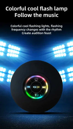 Colorful cool flash lamp with music-synced lights, black design, rainbow LED ring