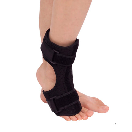 Black ankle support brace with adjustable straps for stability and comfort