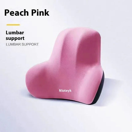 Peach Pink lumbar support cushion with ergonomic design for back comfort