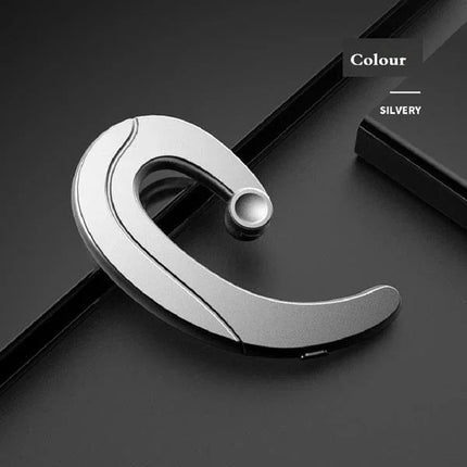 Silvery wireless earhook headset with sleek modern design for hands-free calls
