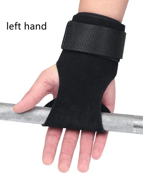 Black weightlifting glove with wrist strap for grip and support during workouts