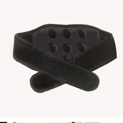 Black waist support belt with massage nodes and breathable design for comfort and relief
