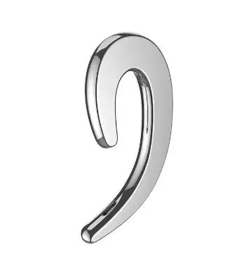 Sleek silver ear hook with modern curved design for secure fit