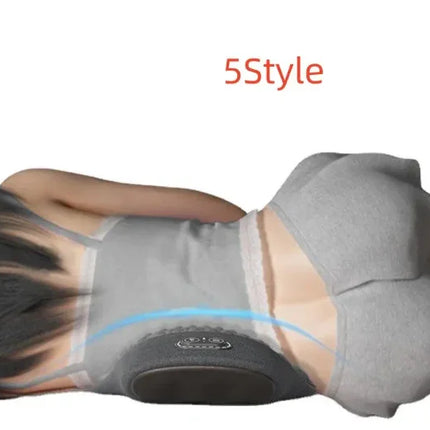 Gray back massager with blue LED light, ergonomic design for lumbar support, 5Style model