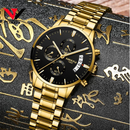 Men’s Luxurious Gold Wrist Watch – Elegant Quartz Timepiece