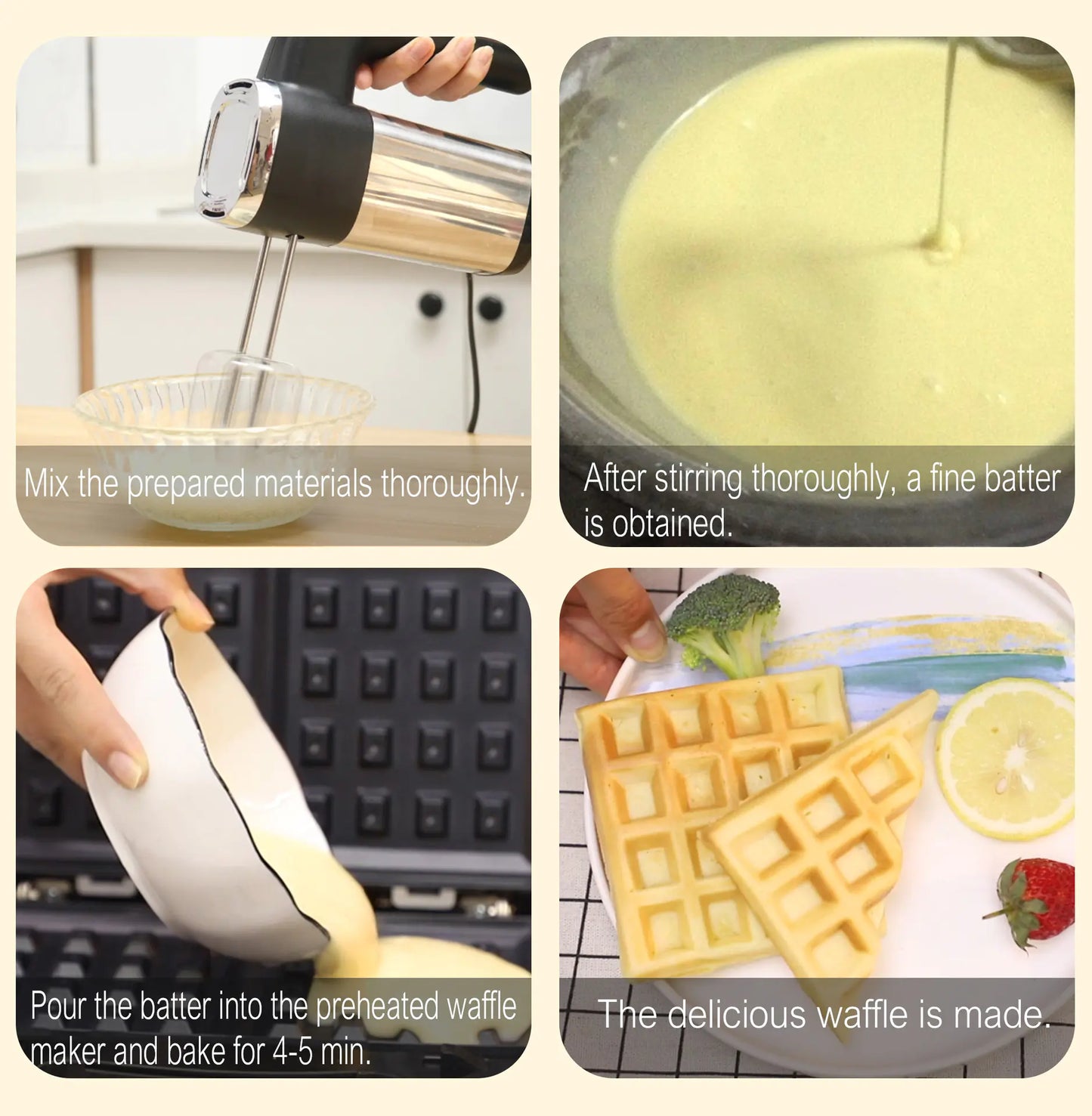 3-in-1 Waffle & Sandwich Maker – Compact Breakfast Machine (750W)