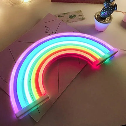 Colorful rainbow neon light with vibrant LED glow, perfect for room decor or party ambiance