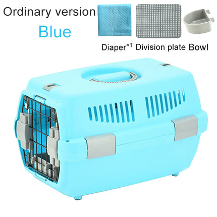 Portable Airline Pet Carrier – Travel Crate for Dogs, Cats & Rabbits with Bowl & Mat Set
