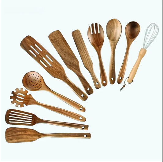 Culinary Essentials Wooden Spatulas – Premium Acacia Wood Kitchen Tools Set