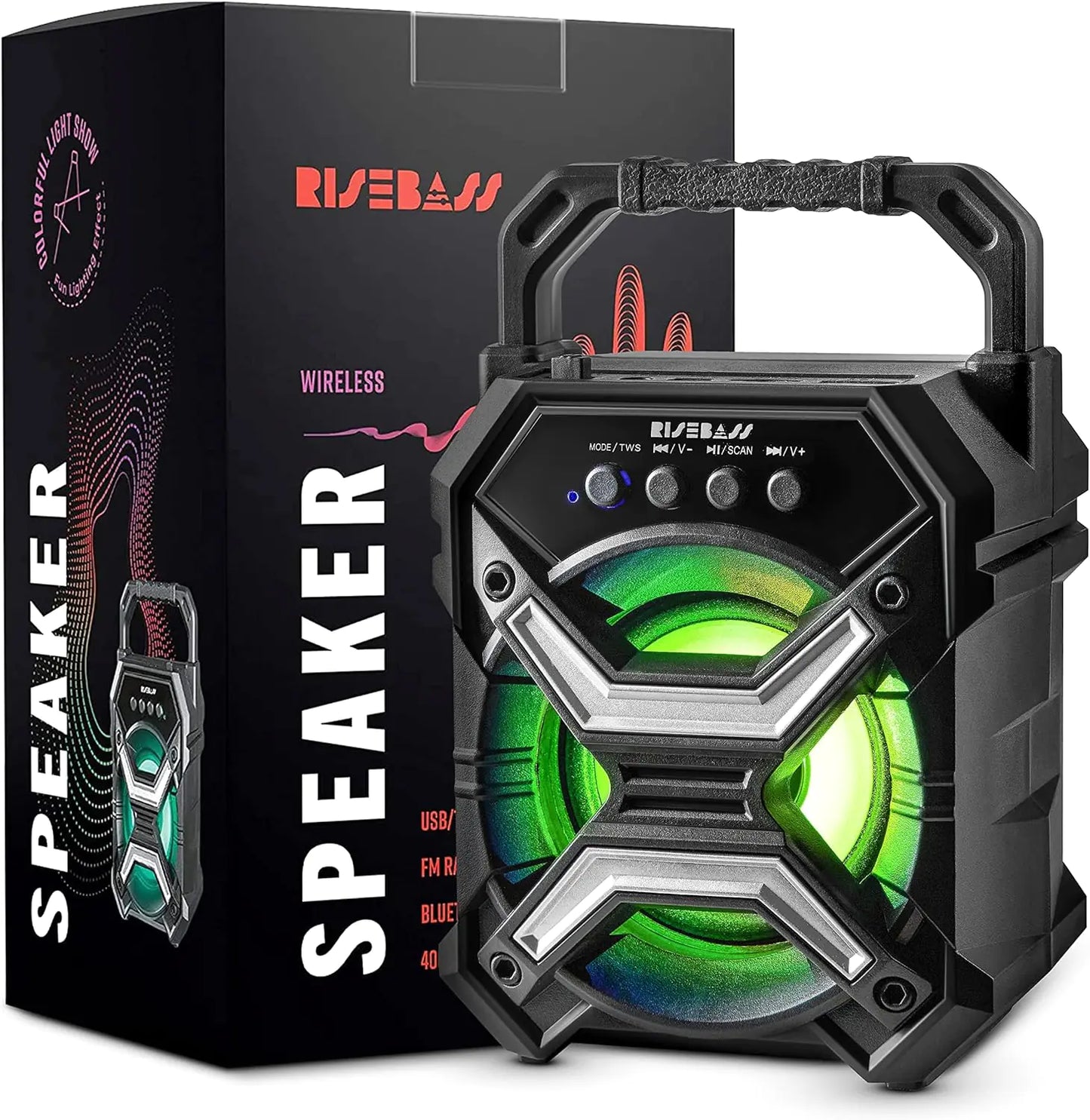 Portable Wireless Bluetooth Speaker with TWS & LED Lights – Rechargeable