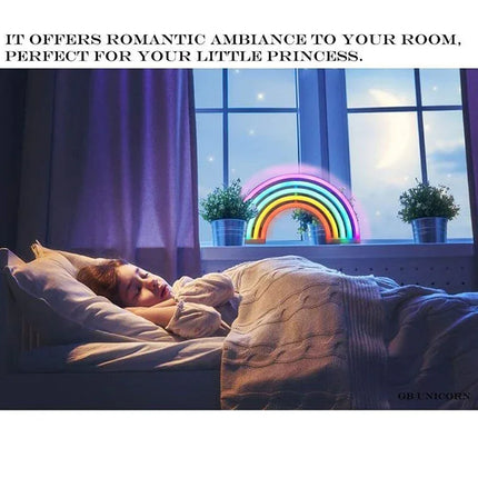 Rainbow LED night light for kids' room, colorful ambient glow, perfect for bedtime