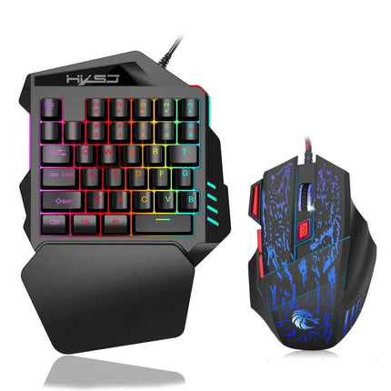 One-Handed Gaming Keyboard Set – RGB Backlit, Wired/Bluetooth Options, Ergonomic Design