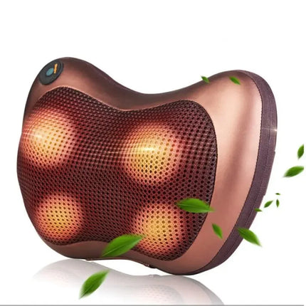 Copper-colored back massager with heat therapy, mesh design, and glowing nodes for muscle relief