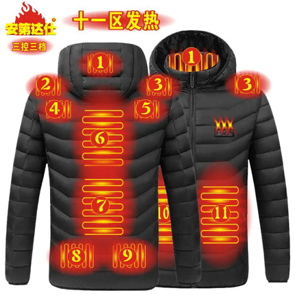 Smart Heated Cotton Jacket – USB Rechargeable Winter Coat for Men & Women