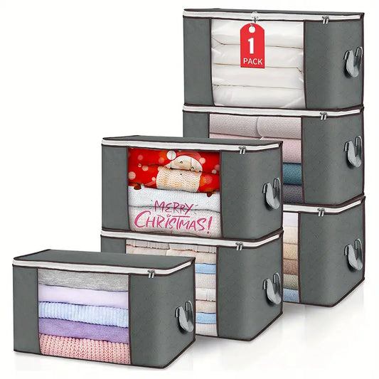 90L Large Foldable Storage Bags with Durable Handles – Closet Organizer for Clothes & Bedding