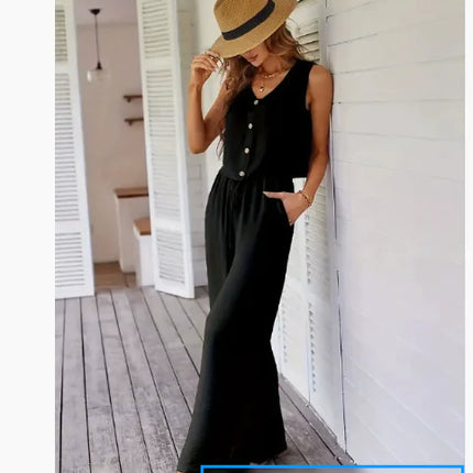 sleeveless vest set women
wide-leg pants suit