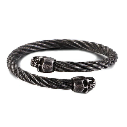 Men’s Stainless Steel Skull Bracelet – Geometric Fashion Jewelry