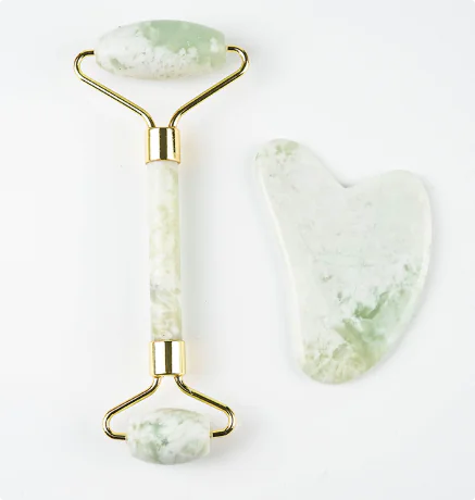 110g Xiu Yu White Jade Facial Roller & Gua Sha Set – Skincare Massage & Beauty Tool | free worldwide shipping.