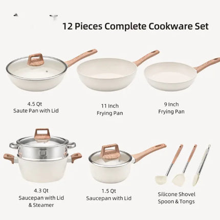 Granite Medical Stone Non-Stick Cookware Set – 12 / 13 / 17 Pieces