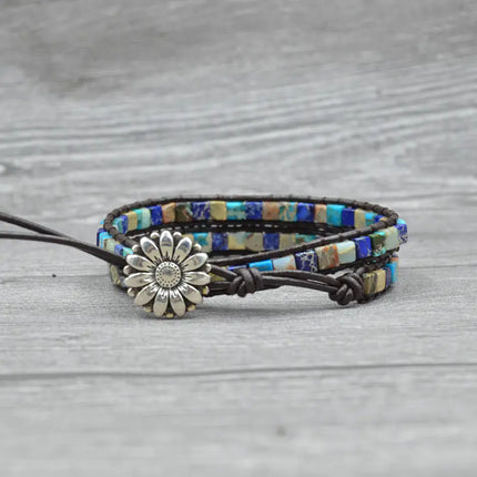 Multi-Layer Handwoven Imperial Stone Bracelet – Natural Boho Wrap Jewelry for Women