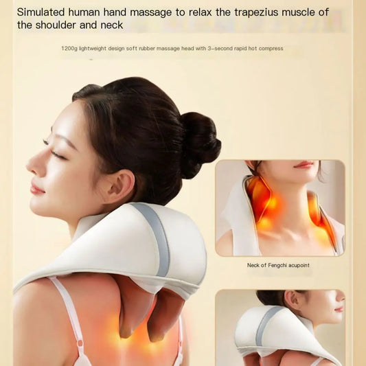 Masseur électrique pour les épaules et le cou – Soulagement de la douleur sans fil avec chaleur et intensité réglable