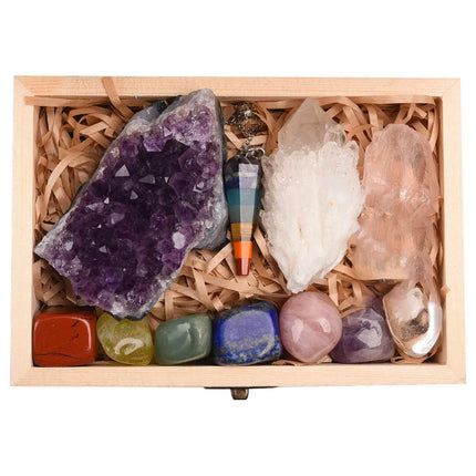 Amethyst Crystal Healing Gift Box – Natural Stone Energy Set for Meditation, Reiki & Décor