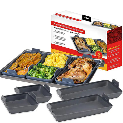 “Non-stick silicone baking pan set with square and rectangular oven-safe molds”
