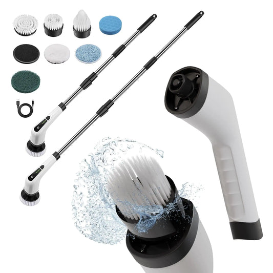 7-in-1 Portable Electric Spin Scrubber – Cordless Cleaning Brush for Bathroom, Kitchen & Car (White)