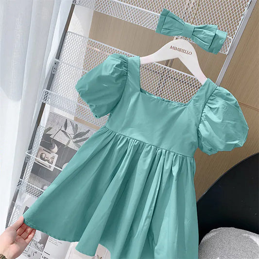 Children's Short Sleeve Princess Dress – Fairy Tale Costume for Baby Girls (90–110cm)