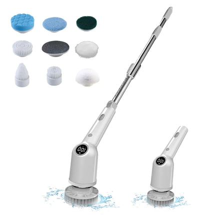 Cordless Spin Scrubber with 8 Interchangeable Heads – Adjustable, Rechargeable & Waterproof