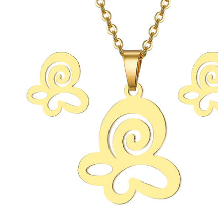 Heart Pendant Necklace & Earring Set – Minimalist Stainless Steel Jewelry for Women