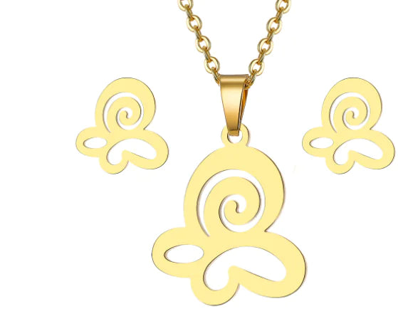 Heart Pendant Necklace & Earring Set – Minimalist Stainless Steel Jewelry for Women