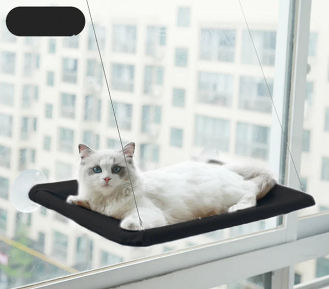 window cat hammock, suction cup cat bed, cat window perch, elevated cat bed, space saving cat bed, cat sunbathing bed
