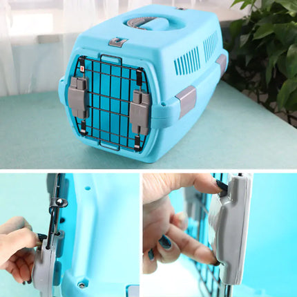 Portable Airline Pet Carrier – Travel Crate for Dogs, Cats & Rabbits with Bowl & Mat Set
