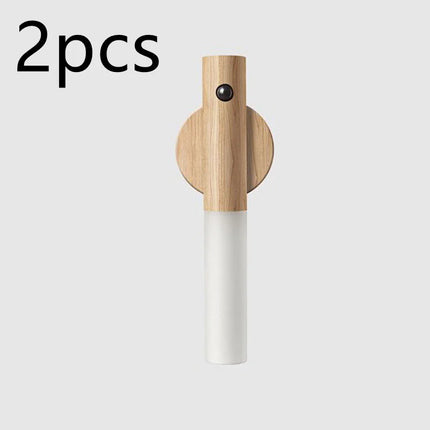 "Magnetic USB rechargeable motion sensor LED light with wooden base"