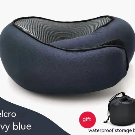 Memory Foam Travel Neck Pillow – U-Shaped Snail Style with Adjustable Strap & Velvet Cover