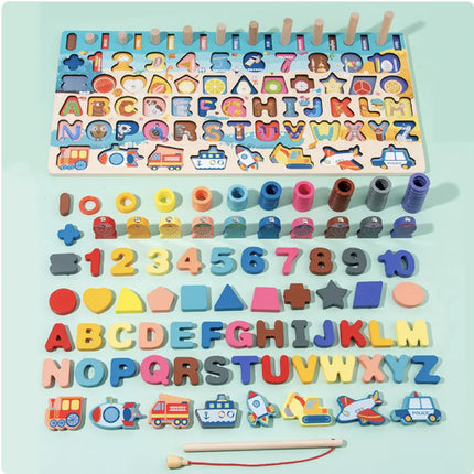 Montessori Baby Wooden Educational Toy – Magnetic Number & Shape Learning Board