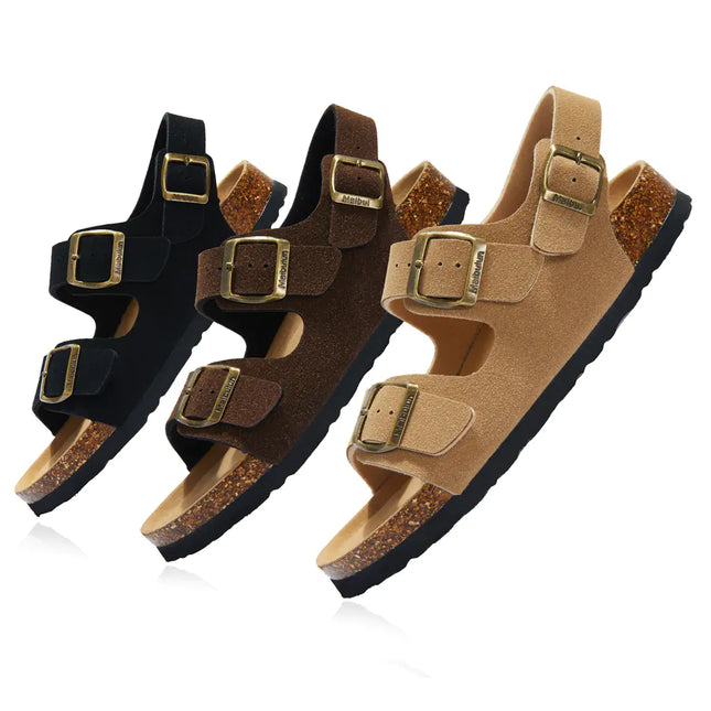 Comfortable Cork Summer Sandals for Couples – Two-Buckle Unisex Slippers