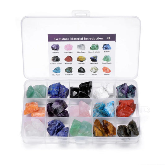 GEHECRST Assorted Raw Healing Crystals Box – 15 Natural Quartz Stones for Chakra, Reiki, Meditation & Spiritual Healing