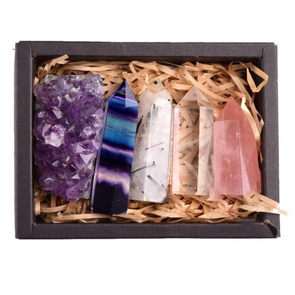 Amethyst Crystal Healing Gift Box – Natural Stone Energy Set for Meditation, Reiki & Décor