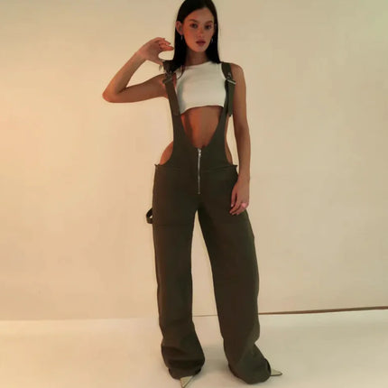 Denim Overalls – Loose Fit Retro Streetwear with Adjustable Suspenders