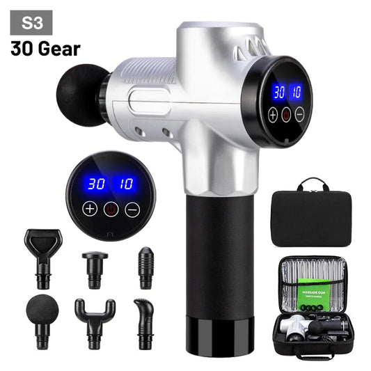 Pistolet de massage musculaire S30 – Mini masseur pour tissus profonds avec écran LCD et batterie longue durée