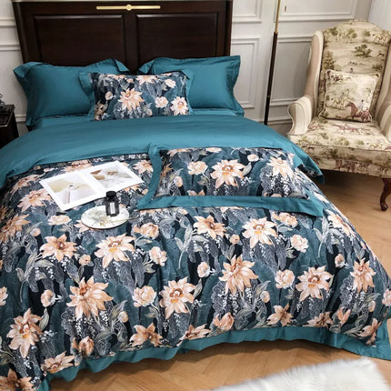 European-Style Cotton Bedding Set – Luxurious Floral Design