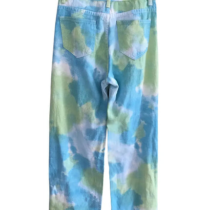 High Rise Tie Dye Ombre Wide Leg Jeans – Loose Baggy Fit Denim