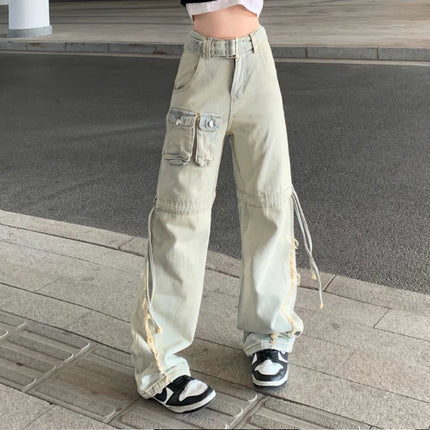 Vintage High Waist Loose Fit Wide Leg Jeans – Blue & White Blue | Gift for her