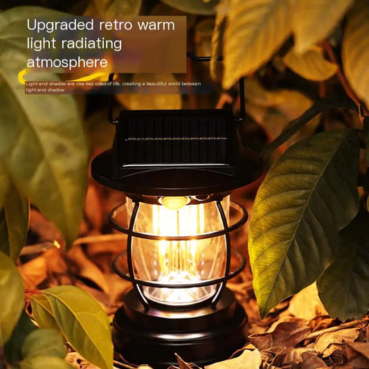 Vintage Solar-Powered Camping Lantern – Waterproof Outdoor Light with Motion Sensor