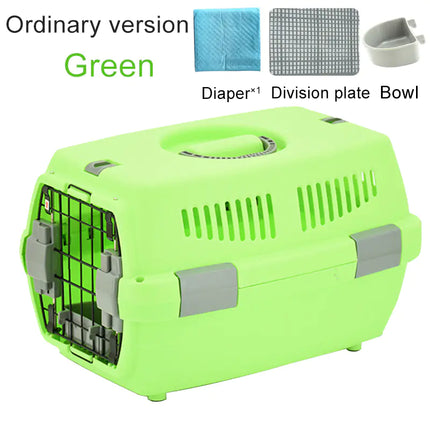 Portable Airline Pet Carrier – Travel Crate for Dogs, Cats & Rabbits with Bowl & Mat Set