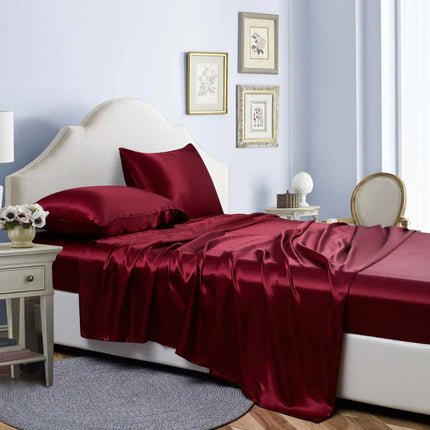 Solid Color Fitted Bed Sheet 4-Piece Set – Luxury Twill Bedding