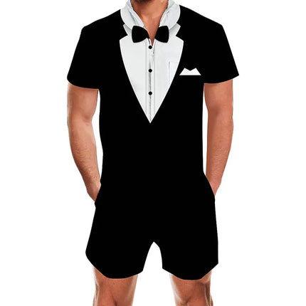 Men’s Hawaiian Shirt & Shorts Bodysuit Outfit – Tropical Vacation Style